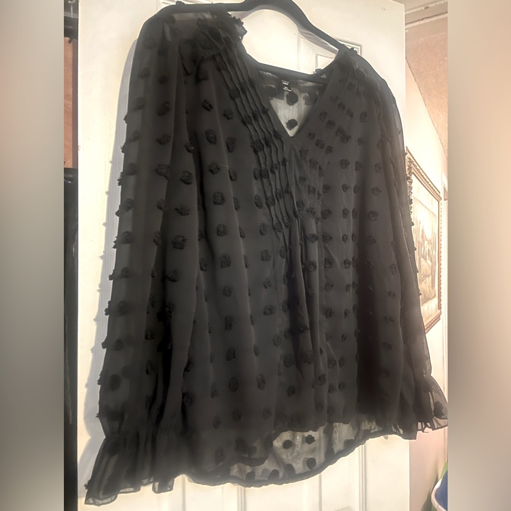 NEW without tags, V-neck, loose fit, Black Blouse from SHEIN 1X